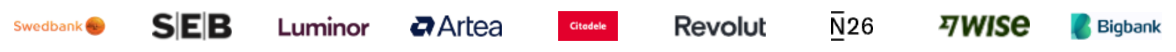 Swedbank, SEB, Luminor, Artea, Citadele, Revolut, N26, Wise, Bigbank